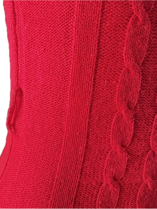 Vintage Chillipop Fitted Red Turtleneck Cable-Knit Mini Dress - Picture 10 of 13